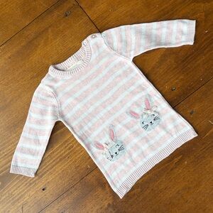Primark Bunny Rabbit Pink & White Striped Sweater 6-9 months